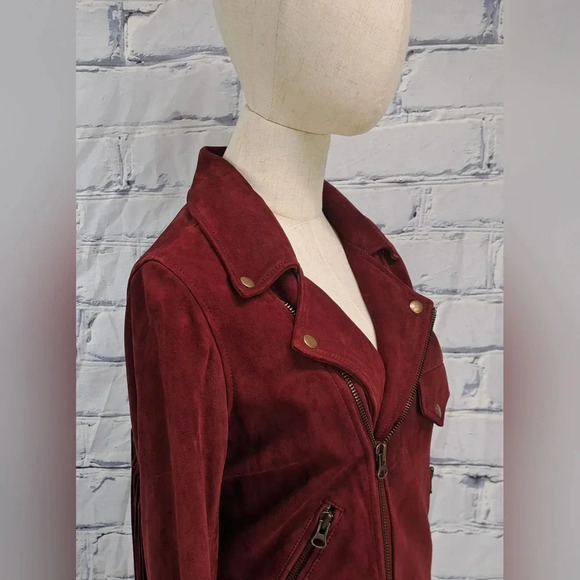 Nasty Gal Women's Leather Real Suede Jacket Fringe Western Boho Red Small - Picture 9 of 16